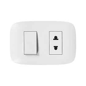 INTERRUPTOR CON TOMACORRIENTE EUROAMERICANO 10A 250V DOMINO SENCIA BTICINO