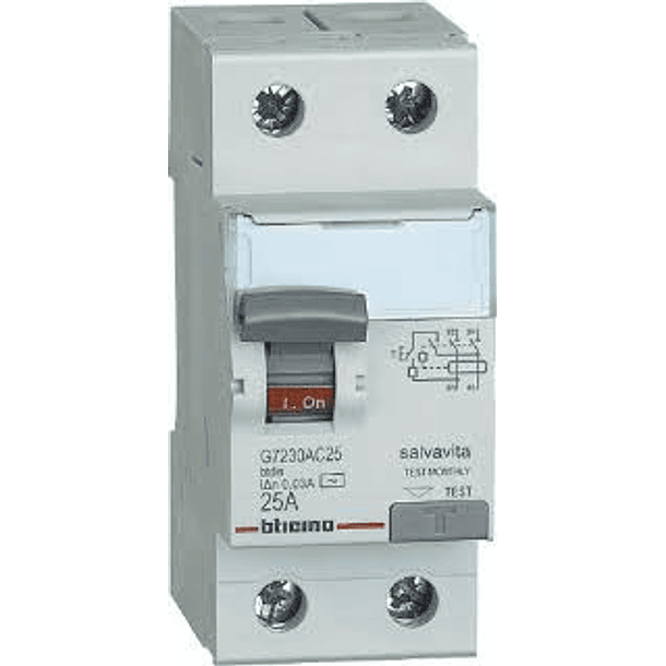 INTERRUPTOR DIFERENCIAL 2P 25A 30ma 230VAC BTICINO 