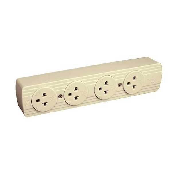 TOMACORRIENTE PARA ADOSAR PLASTICO ABS 25A CON LINEA A TIERRA 240V 4 SERVICIOS 