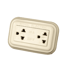 TOMACORRIENTE PARA ADOSAR PLASTICO ABS 20A CON LINEA A TIERRA 220V 2 SERVICIOS