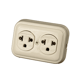 TOMACORRIENTE PARA ADOSAR PLASTICO ABS 16A CON LINEA A TIERRA 220V 2 SERVICIOS