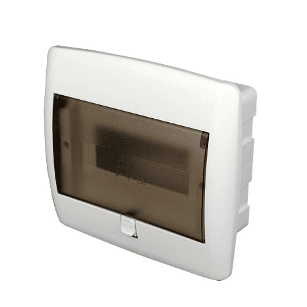 TABLERO DE PLASTICO PARA EMPOTRAR 8 POLOS CON TAPA 