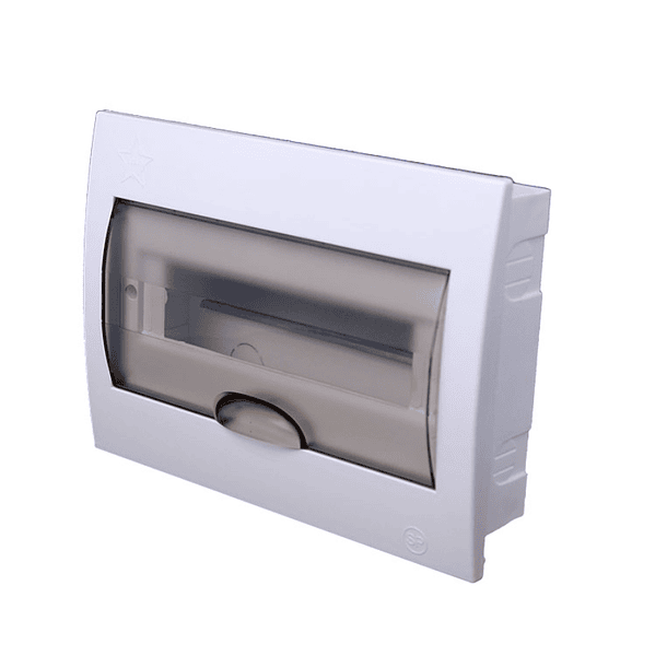 TABLERO DE PLASTICO PARA EMPOTRAR 12 POLOS CON TAPA 