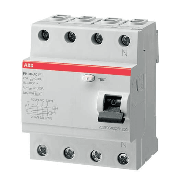 INTERRUPTOR DIFERENCIAL RESIDENCIAL 4P 40A SENSIBILIDAD 30ma ABB 