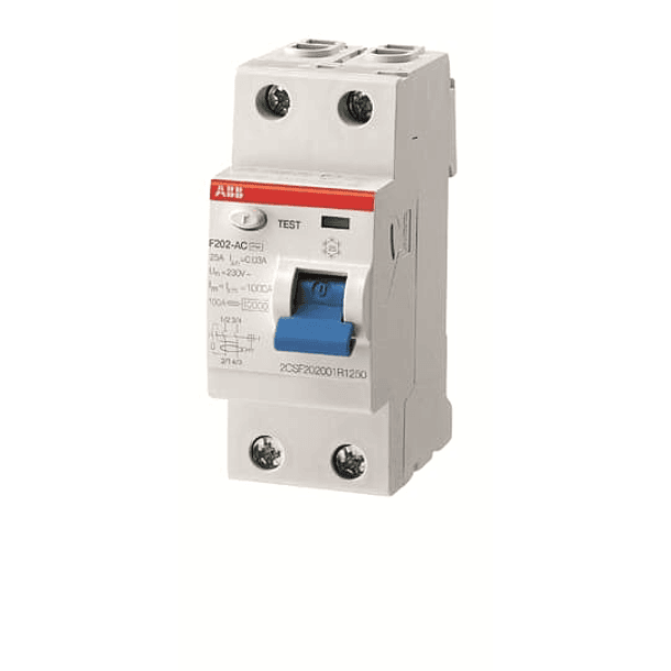 INTERRUPTOR DIFERENCIAL INDUSTRIAL 2P 100A SENSIBILIDAD 30ma ABB 