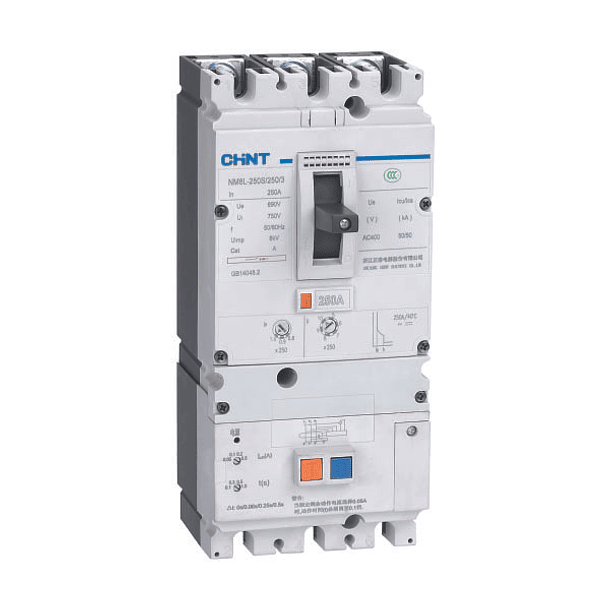 INTERRUPTOR DE FUERZA CON DIFERENCIAL 250A 500ma 415V CHINT 