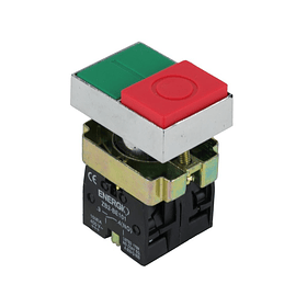PULSADOR DOBLE METALICO SIMPLE ROJO Y VERDE 22mm NA + 1NC CHINT