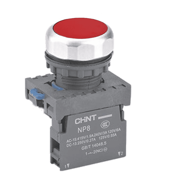 PULSADOR RASANTE 22mm ROJO 1NC IP65 CHINT 