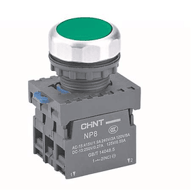 PULSADOR RASANTE 22mm VERDE 1NA IP65 CHINT