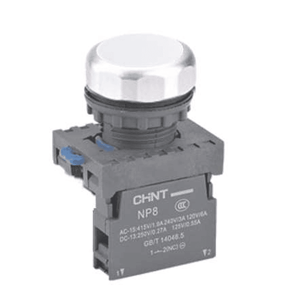 PULSADOR RASANTE PLASTICO 22mm BLANCO NA CHINT 