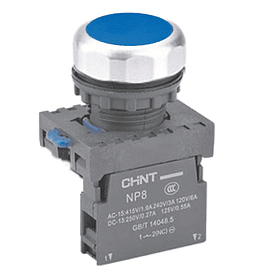 PULSADOR RASANTE PLASTICO 22mm AZUL NA CHINT