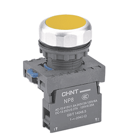 PULSADOR RASANTE PLASTICO 22mm AMARILLO NA CHINT