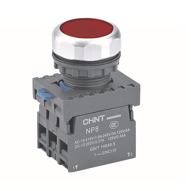 PULSADOR LUMINOSO LED 110 A 220V 22mm ROJO NA CHINT 