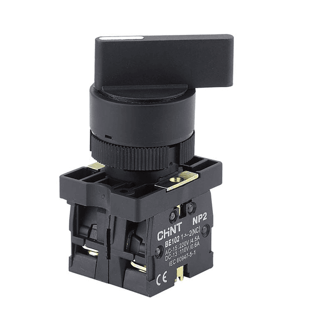 SELECTOR PLASTICO MANIJA LARGA 22mm 3 POSICIONES 1NO CHINT 