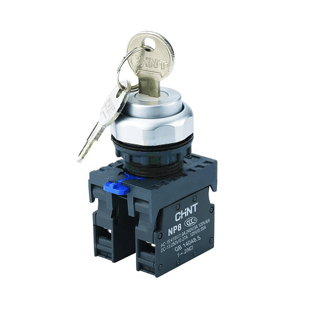 SELECTOR PLASTICO CON LLAVE 2 POSICIONES CON RETORNO CHINT 