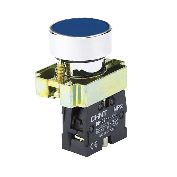 PULSADOR METALICO 22mm AZUL NC CHINT 