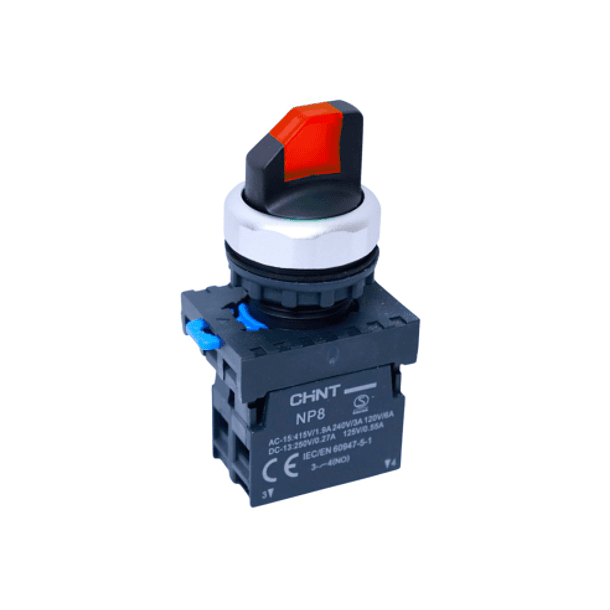 SELECTOR LUMINOSO LED 22mm ROJO 3 POSICIONES 2NA CHINT 