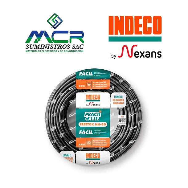 CABLE CONDUCTOR ELECTRICO 750V LIBRE HALOGENO 6mm2 NEGRO ROLLO DE 100m NH-80 INDECO 