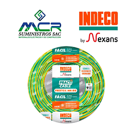 CABLE CONDUCTOR ELECTRICO 750V LIBRE HALOGENO 6mm2 AMARILLO VERDE ROLLO DE 100m NH-80 INDECO