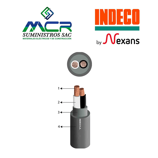 CABLE CONDUCTOR 500V VULCANIZADO 2X16AWG GRIS NLT ROLLO 100m INDECO 