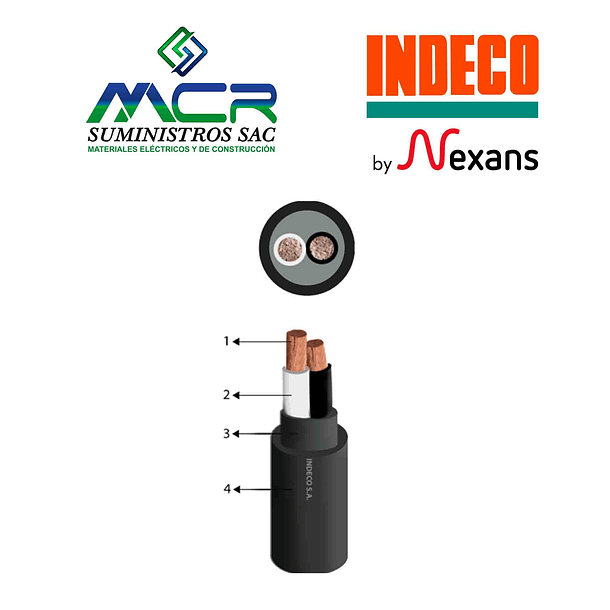 CABLE CONDUCTOR 500V VULCANIZADO 2X10AWG NEGRO NMT PC ROLLO 100m INDECO 