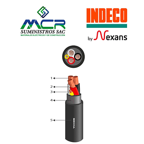 CABLE CONDUCTOR 500V VULCANIZADO 4X16AWG GRIS NLT ROLLO 100m INDECO