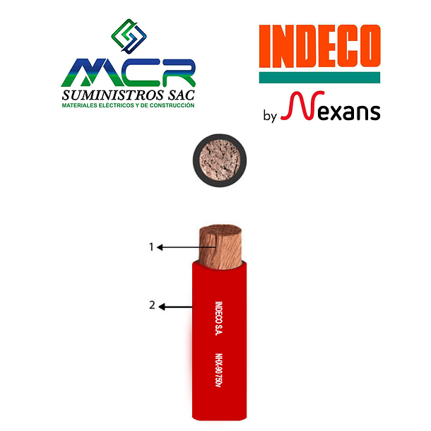 CABLE CONDUCTOR 750V LIBRE HALOGENO 2.5mm2 ROJO NHX-90 ROLLO DE 100m INDECO 