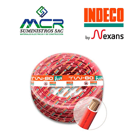 CABLE CONDUCTOR 750V 14AWG ROJO ROLLO 100m TW-80 + PLUS INDECO