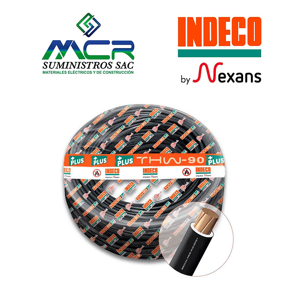 CABLE CONDUCTOR 750V 10AWG NEGRO ROLLO 100m THW-90 + PLUS INDECO 