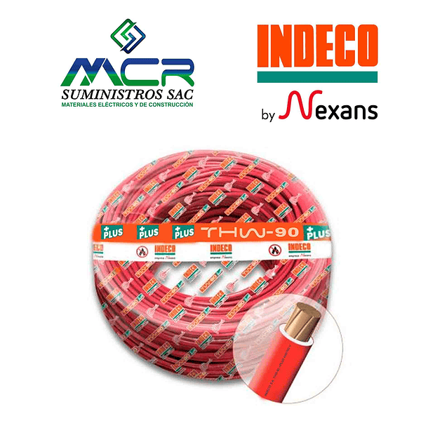 CABLE CONDUCTOR 750V 10AWG ROJO ROLLO 100m THW-90 + PLUS INDECO 