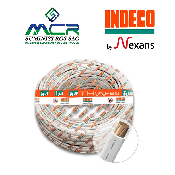 CABLE CONDUCTOR 750V 10AWG BLANCO ROLLO 100m THW-90 + PLUS INDECO 