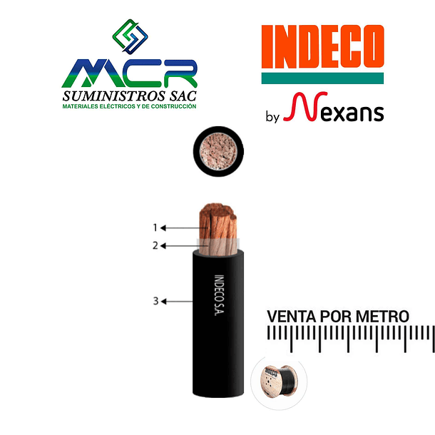  CABLE CONDUCTOR  DE SOLDAR 600V 1/0AWG NEGRO x METRO INDECO 