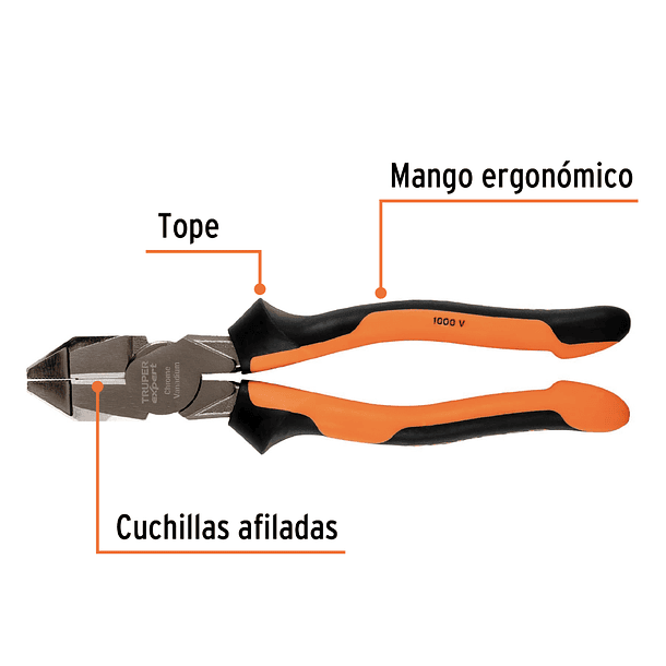 ALICATE UNIVERSAL AISLADO 1000V 9” 23cm TRUPER 2