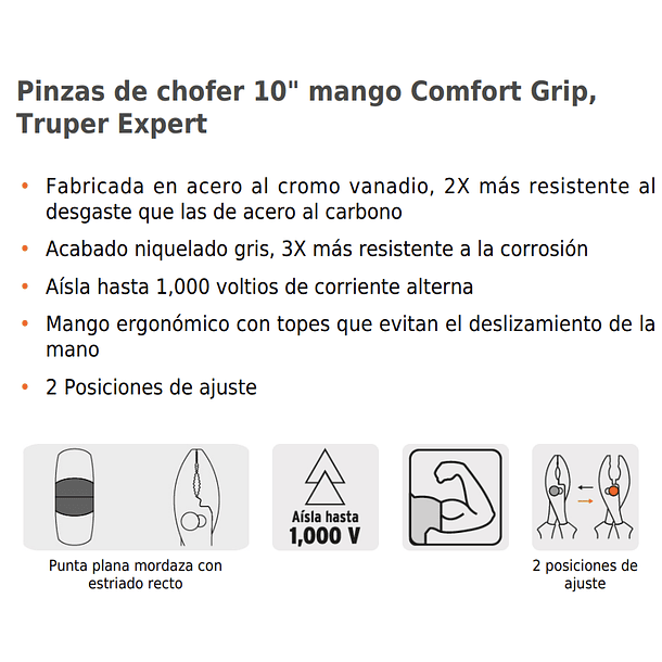 ALICATE MECANICO AISLADO 1000V 10” 25cm TRUPER 4