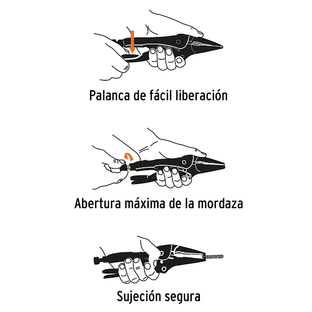 ALICATE DE PRESION PUNTA LARGA LARGO 6” 15cm TRUPER 3