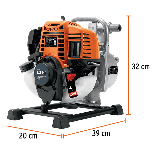 MOTOBOMBA A GASOLINA 4 TIEMPOS 1 1/3 HP 1” PULG 110 L TRUPER 2