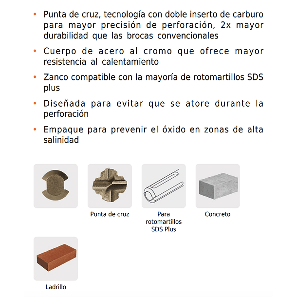 BROCA PARA CONCRETO SDS PLUS DIAMETRO 3/4