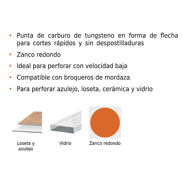 BROCA PARA VIDRIO DIAMETRO 3/16” LARGO 2” TRUPER 3