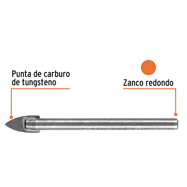 BROCA PARA VIDRIO DIAMETRO 1/4” LARGO 2” TRUPER 2