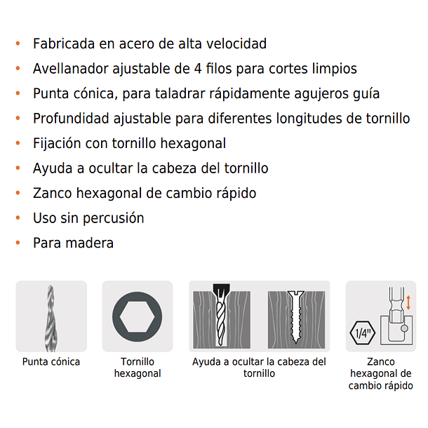 BROCA AVELLANADORA PARA MADERA DIAMETRO 3/6” 5mm TRUPER 3