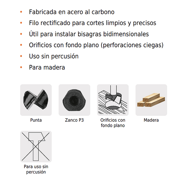 BROCA PARA MADERA FORSTNER DIAMETRO  25mm 1” TRUPER 3