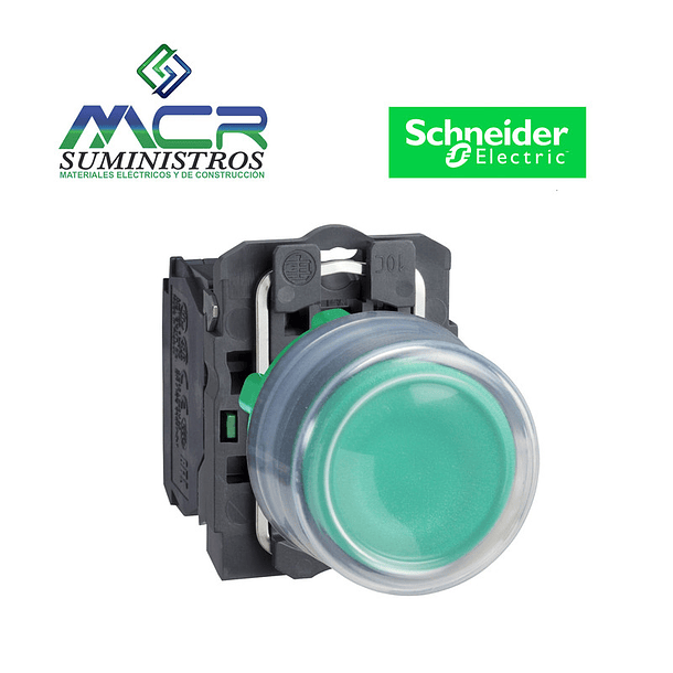 PULSADOR DE PLASTICO 22mm VERDE CON SILICONA 1NA Schneider 