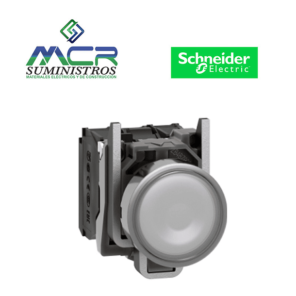 PULSADOR METALICO LED 24VAC DC BLANCO NA+NC Schneider 