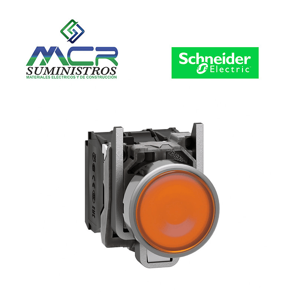 PULSADOR METALICO LED 24VAC DC AMARILLO NA+NC Schneider 