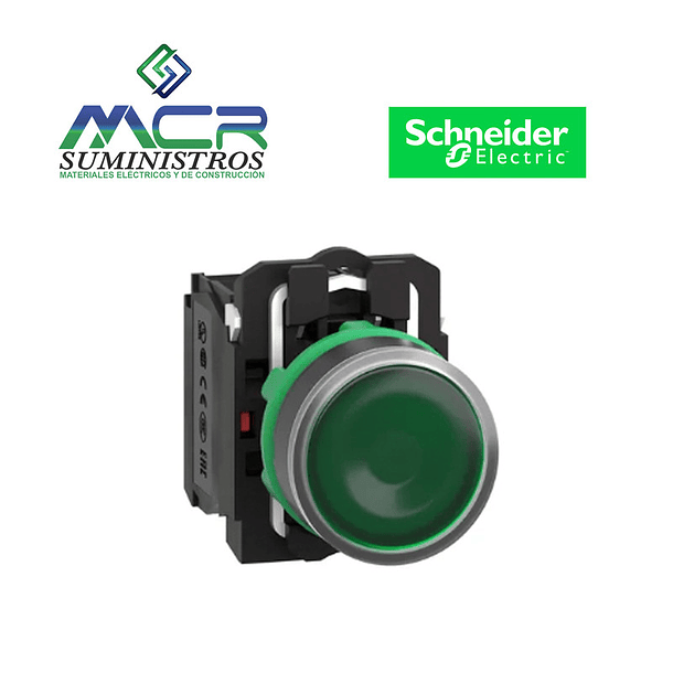 PULSADOR DE PLASTICO LED 24 VAC DC VERDE NA+NC Schneider 