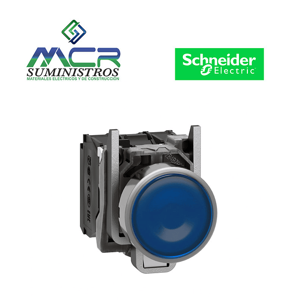 PULSADOR METALICO LED 24VAC DC AZUL NA+NC Schneider 
