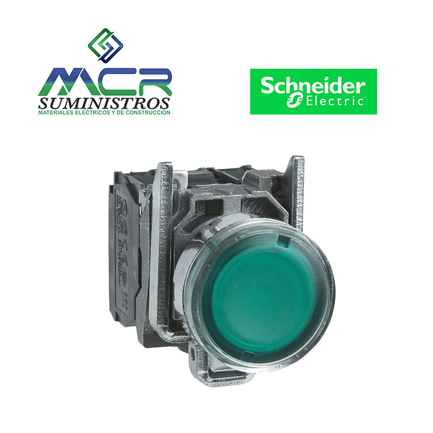 PULSADOR METALICO LED 120VAC VERDE NA+NC Schneider 