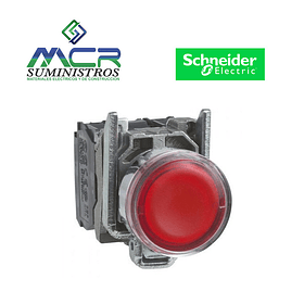 PULSADOR METALICO LED 120VAC ROJO NA+NC Schneider