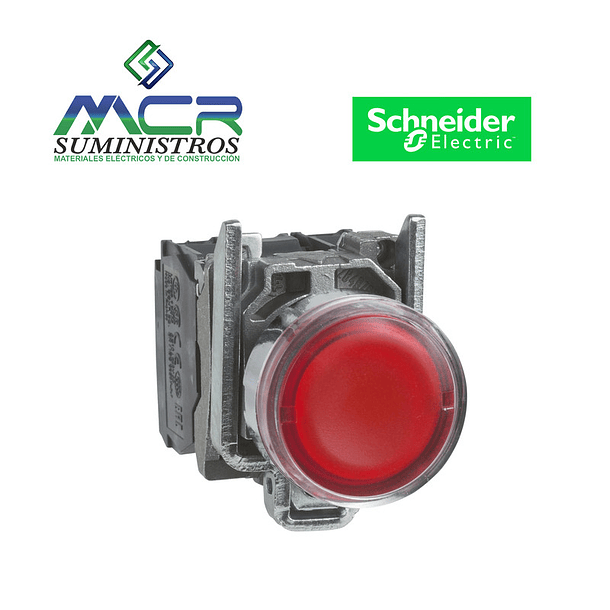 PULSADOR METALICO LED 240VAC ROJO NA+NC Schneider 