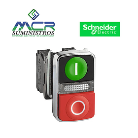 PULSADOR METALICO DOBLE LED BLANCO 24 VDC VAC Schneider